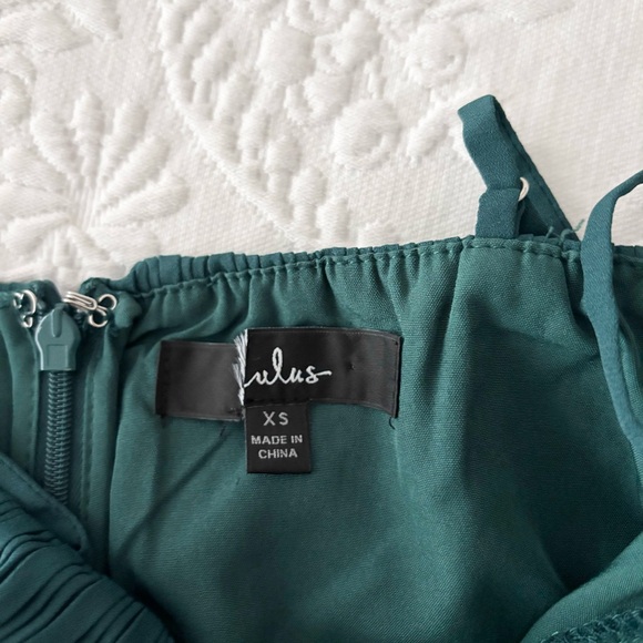 NWOT Lulus Cascading Crush Emerald Green Tiered Bustier Midi Dress XSmall - Picture 4 of 7